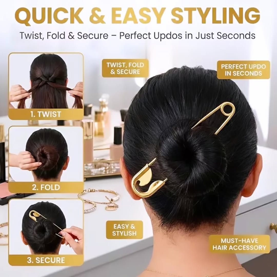 French Safety Pin Hair Clip